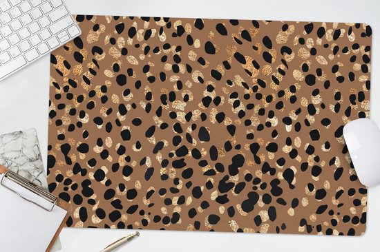 Bureau onderlegger 60x40 cm - Muismat Dierenprint - Luipaard - Goud - Bruin - Bureaulegger xl - Desk mat beschermer - Computer muismatten