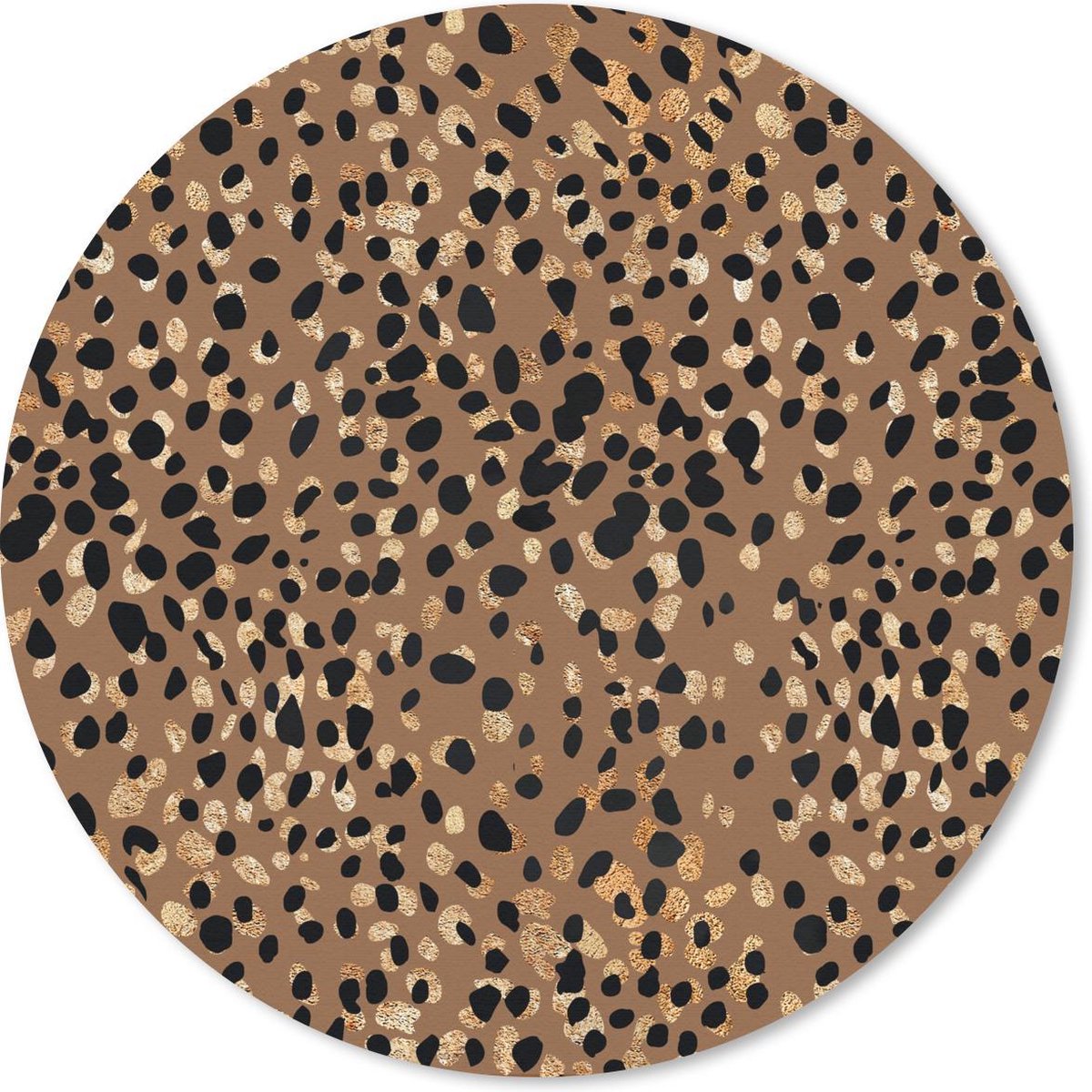 Muismat rond 40x40 cm - Mousepad Luipaard - Dierenprint - Goud - Ronde muismatten