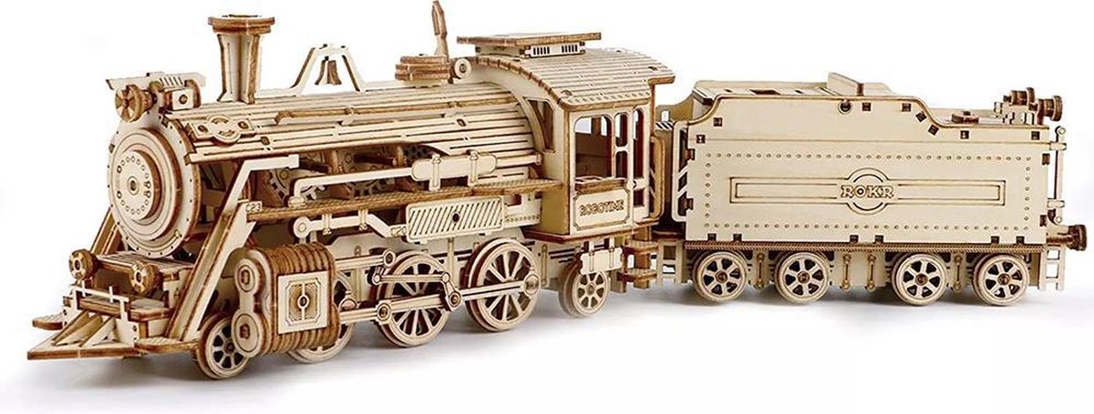 BrightWise® Robotime Stoomtrein Stoomlocomotief Hout Modelbouw Pakket Zonder Lijm - Bouwpakketten volwassenen - Bouwpakketten kinderen - Modelbouwpakketten volwassenen - Miniatuur bouwpakket volwassenen