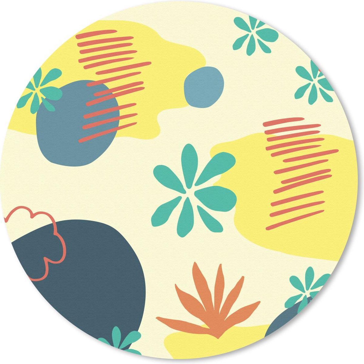 Muismat rond 40x40 cm - Mousepad Zomer - Vlekken - Vormen - Pastel - Ronde muismatten