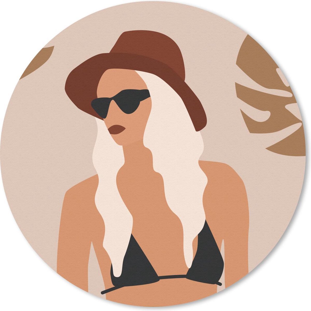 Muismat rond 30x30 cm - Mousepad Zomer - Vrouw - Bikini - Ronde muismatten