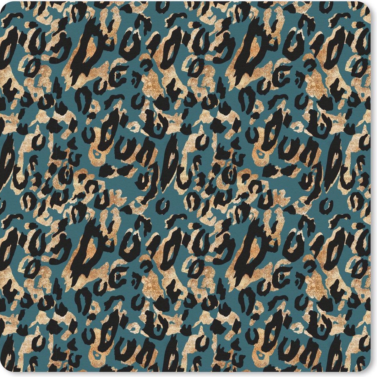 Muismat 20x20 cm - Mousepad Dierenprint - Panterprint - Turquoise - Muismatten