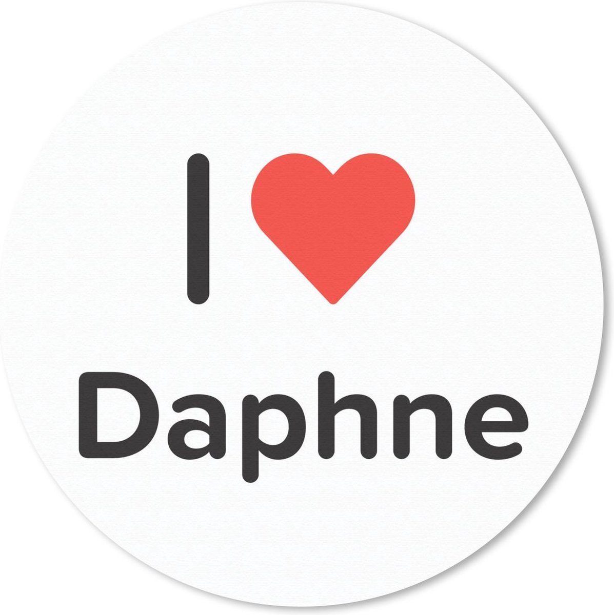 Muismat rond 30x30 cm - Mousepad I love - Daphne - Meisje - Ronde muismatten