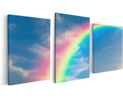 Artaza Canvas Schilderij Drieluik Regenboog - 120x60 - Foto Op Canvas - Canvas Print