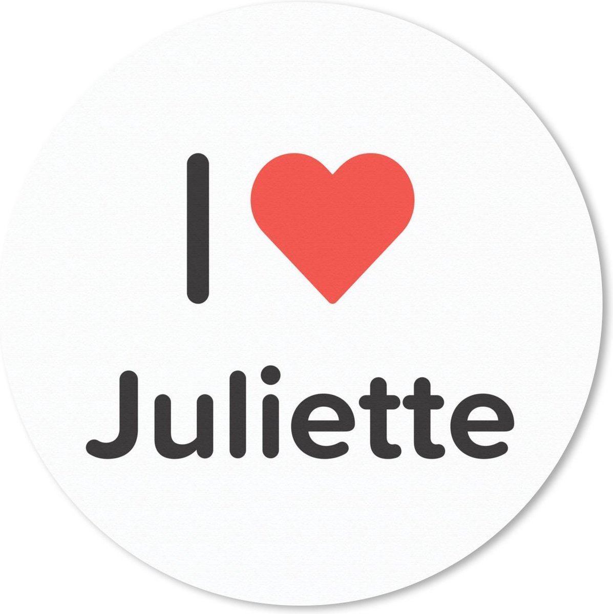 Muismat rond 20x20 cm - Mousepad I love - Juliette - Meisje - Ronde muismatten