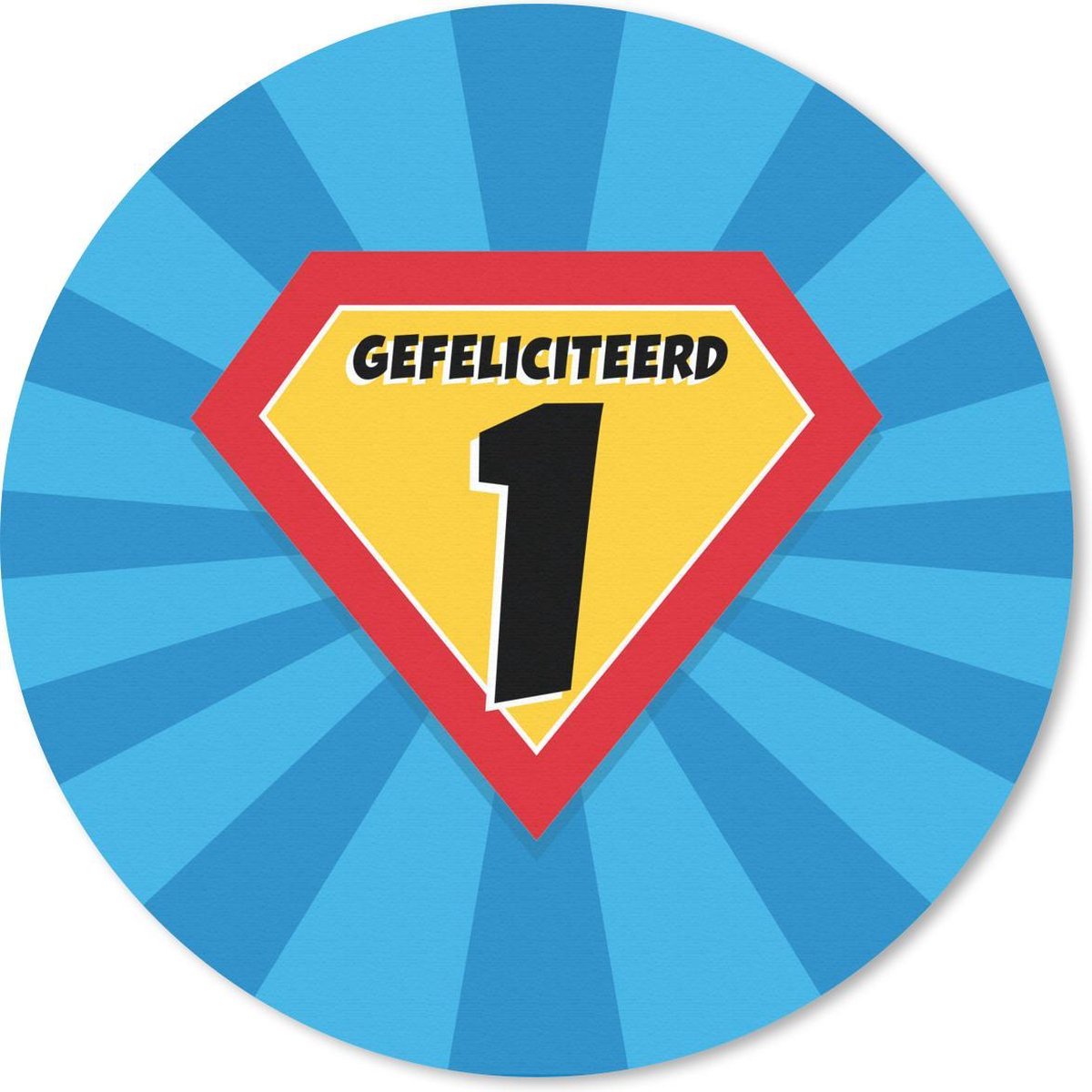Muismat rond 20x20 cm - Mousepad Verjaardag - Kinderen - 1 Jaar - Superheld - Ronde muismatten