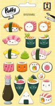 stickervel 3D Sushi junior 19 x 10 cm PVC wit/groen
