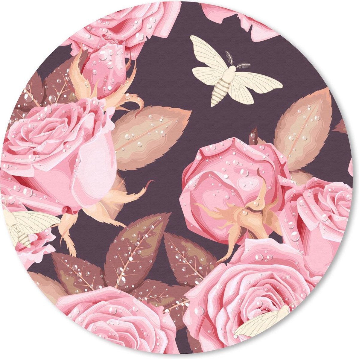 Muismat rond 40x40 cm - Mousepad Rozen - Bloemen - Roze - Ronde muismatten
