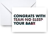 Team no sleep - Wenskaart met envelop grappige tekst - Geboortekaart - Geboren baby - Postcard/card - A6 quote print met envelop