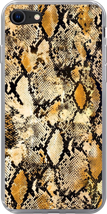 Coque iPhone 7 - Imprimé animal - Serpent - Or - Zwart - Siliconen