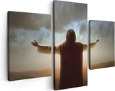Artaza Canvas Schilderij Drieluik Jezus Christus aan het Bidden bij Zonsopgang - 90x60 - Foto Op Canvas - Canvas Print