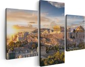 Artaza Canvas Schilderij Drieluik Akropolis van Athene, Griekenland - Architectuur  - 90x60 - Foto Op Canvas - Canvas Print