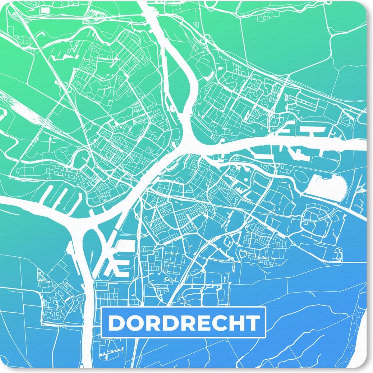 Muismat 30x30 cm - Mousepad Stadskaart - Dordrecht - Blauw - Nederland - Muismatten