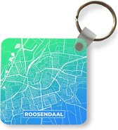 Sleutelhanger - Uitdeelcadeautjes - Stadskaart - Roosendaal - Blauw - Groen - Plastic
