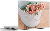 Sticker ordinateur portable - 15,6 pouces - Roses - Fleurs - Panier