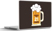 Laptop sticker - 15.6 inch - Verjaardag - 21 Jaar - Bier - 36x27,5cm - Laptopstickers - Laptop skin - Cover
