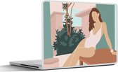 Laptop sticker - 10.1 inch - Vrouw - Huis - Zomer - 25x18cm - Laptopstickers - Laptop skin - Cover
