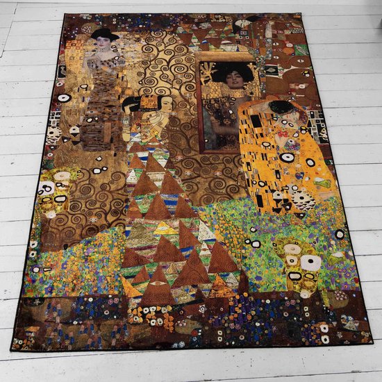 Wolff Blitz Interior - Tapis Gustav Klimt - 180x250cm - Rectangulaire - Long Pile - Design Artistique - Peintre Symboliste Autrichien - Tapis Multicolore