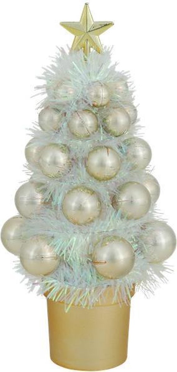 Kerstboom met ballen - 19,5 cm hoog - kerstdecoratie - kerstversiering - seizoensdecoratie