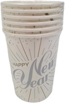 Party Cups - Paper Cups - Wit - Patronen - Papieren bekers - Feest - Nieuw jaar - Vuurwerk - 6 stuks