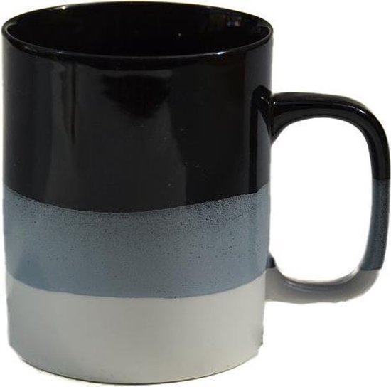 Floz koffiemok - groen zwart wit - stoneware en glazuur - handgemaakt en fairtrade