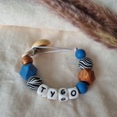 Speenkoord Tygo | Speenkoord personaliseren | Speenketting | Brons - Zebra - Niagara | Speenclip | Tante Mi