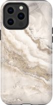 Apple iPhone 13 Pro Max Telefoonhoesje - Extra Stevig Hoesje - 2 lagen bescherming - Met Marmerprint - Marmer - Wit