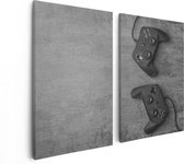 Artaza - Diptyque de peinture sur toile - Deux Manettes de jeu sur la table - Gaming - 80x60 - Photo sur toile - Impression sur toile