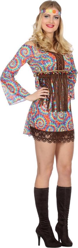 Wilbers & Wilbers - Hippie Kostuum - Dahab Hippie Kelsey - Vrouw - Multicolor - Maat 34-36 - Carnavalskleding - Verkleedkleding