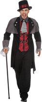 Wilbers & Wilbers - Vampier & Dracula Kostuum - Jas Graaf Hoektand Vampier Man - Zwart - Maat 50 - Halloween - Verkleedkleding