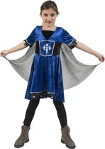 Funny Fashion - Middeleeuwse & Renaissance Strijders Kostuum - Dappere Ridder Middeleeuwen Loevestein - Meisje - Blauw, Grijs - Maat 116 - Carnavalskleding - Verkleedkleding