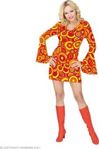 Widmann - Hippie Kostuum - Oranje Blauwe Bellen Bubbels Jaren 70 - Vrouw - Oranje - Medium - Carnavalskleding - Verkleedkleding