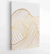 Canvas schilderij - Earth tones landscapes backgrounds set with abstract mountains line art design for print, cover, wallpaper. 3 -    – 1815155129 - 40-30 Vertical