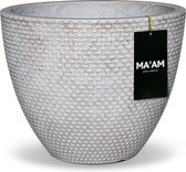 MA'AM Vera - bloempot - rond - wit 30x25 industrieel design trendy plantenpot lichtgewicht plantpot voor buiten