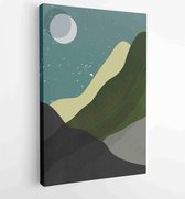 Canvas schilderij - Earth tones landscapes backgrounds set with moon and sun. Abstract Plant Art design for print, cover, wallpaper, Minimal and natural wall art. 4 -    – 18100691