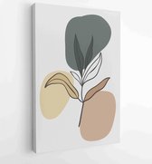Canvas schilderij - Foliage line art drawing with abstract shape. Abstract Plant Art design for print, cover, wallpaper, Minimal and natural wall art. 3 -    – 1823785502 - 80*60 V