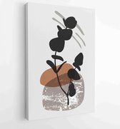 Canvas schilderij - Foliage line art drawing with abstract shape. Abstract Plant Art design for print, cover, wallpaper, Minimal and natural wall art. 2 -    – 1823785553 - 80*60 V