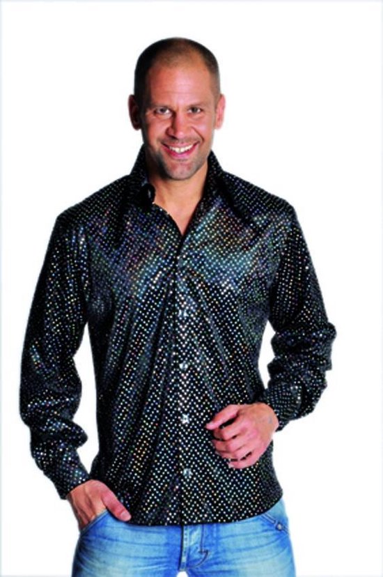 Glitter & Glamour Kostuum | Glimmende Disco Gozer Pailletten Hemd Zwart Man  | Medium |... | bol.com