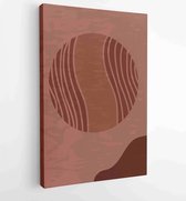 Canvas schilderij - Earth tones landscapes backgrounds set with moon and sun. Abstract Plant Art design for print, cover, wallpaper, Minimal and natural wall art. 4 -    – 18278527