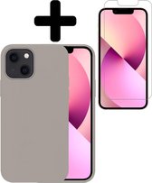 Hoesje Geschikt voor iPhone 13 Pro Hoesje Siliconen Case Met Screenprotector - Hoes Geschikt voor iPhone 13 Pro Hoes Siliconen - Grijs