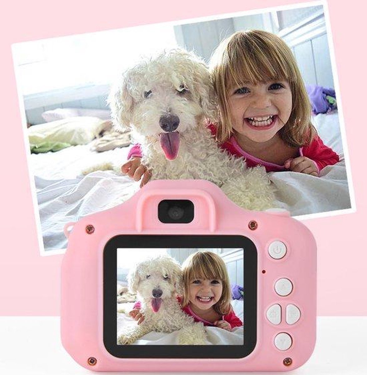 LUMEXX Kindercamera - HD 1080p - Inclusief 32GB Micro SD Kaart - Dubbele Camera - Vlog Camera Voor Kinderen - Camera - Klein Formaat Fototoestel - Roze