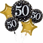 folieballonnen Sparkling Birthday 50 zwart/goud 5-delig