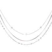 Yehwang Layered Look - Ketting - Stainless Steel - Laagjes ketting - Lengte 43 cm + 5 cm verlenging
