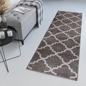 Tapiso Sari Tapijt Loper Donkergrijs Modern Woonkamer Slaapkamer Hal Maat- 100x350