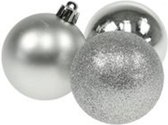 Kerstballen - Zilver - Mat / Glans / Glitter - Kerstversiering - Kunststof - Kerst - Ø 6 cm - Set van 8 stuks