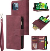 Luxe Telefoonhoesje voor Apple iPhone 13 Mini | Hoogwaardig Leren Bookcase | Lederen Wallet Case | Luxe Uitstraling | Pasjeshouder 6 stuks | Rood