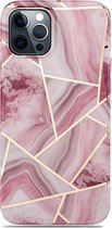 iPhone 13 Pro hoesje marmer roze siliconen case apple hoes cover hoesjes