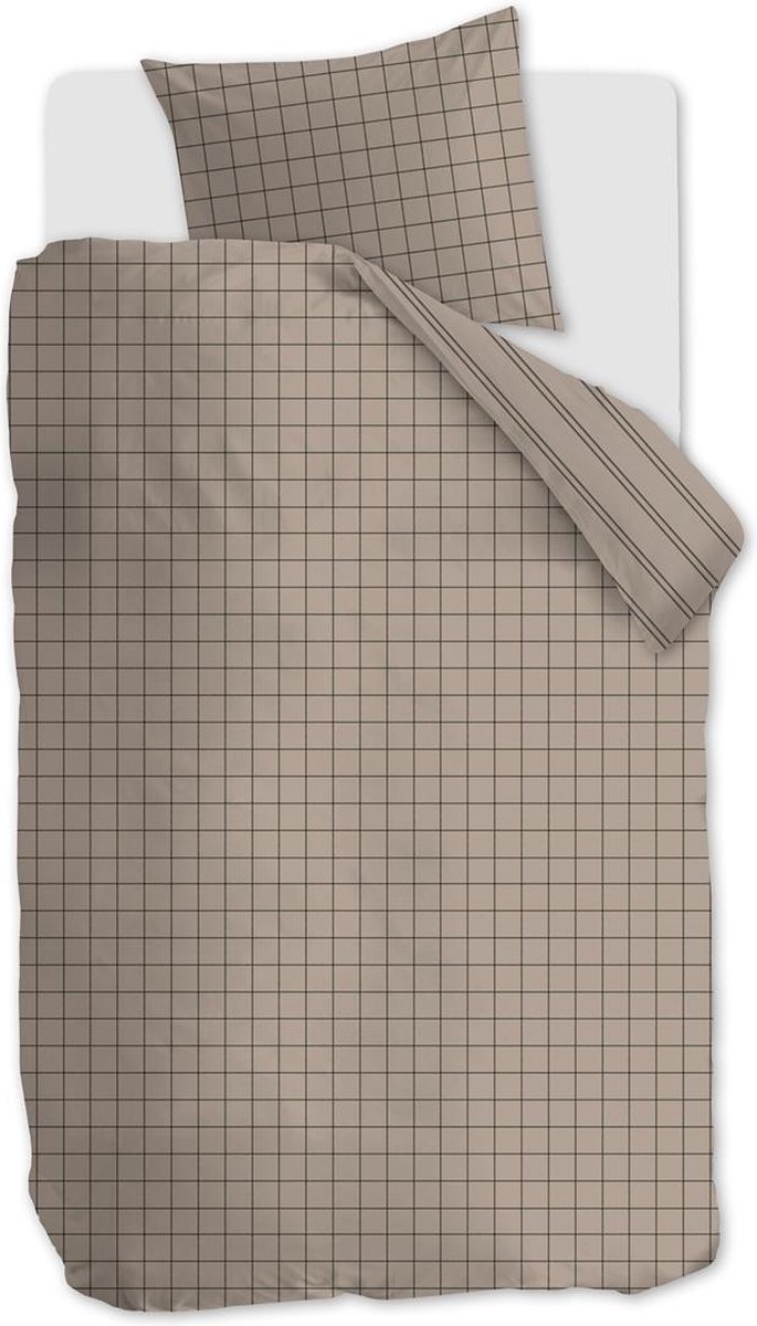vtwonen Grid Dekbedovertrek - Eenpersoons - 140x200/220 cm - Sand