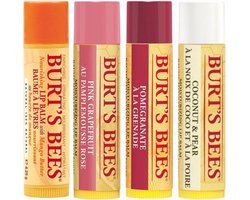 Burt's Bees- Lippenbalsem- 4 pak- Mango, Pomegranate, Coconut & Pear, Pink Grapefruit.