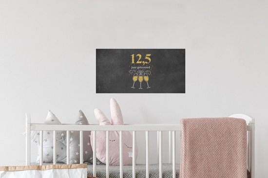 Stickers Stickers muraux - Marié 12,5 ans - Proverbes - Citations - Or - Anniversaire - 40x20 cm - Feuille adhésive